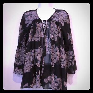 Forever 21 Sheer Black Patterned Top